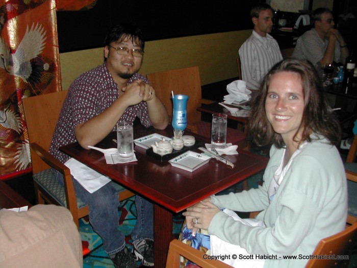 Pete and Kristi enjoy dinner....