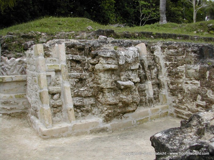 A stone face left by them.