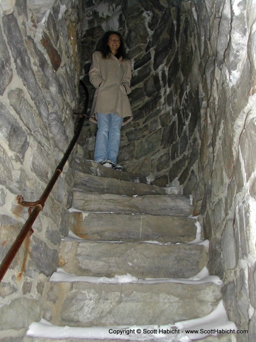 The stairs to get up the top were tightly woven inside the structure.