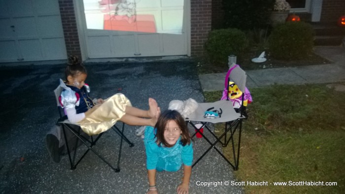 The kids watched Charlie Brown while waiting to trick or treat.