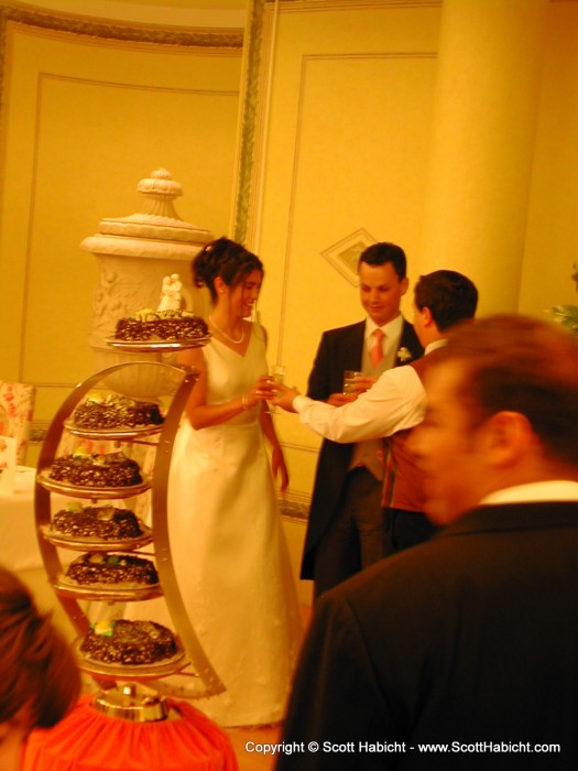 Cutting the cake (they used a sword).