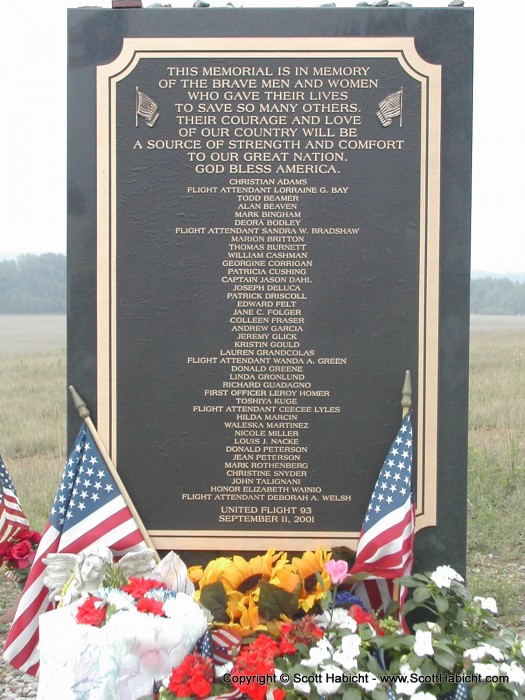 This plaque has the names of all those onboard the flight when it went down.