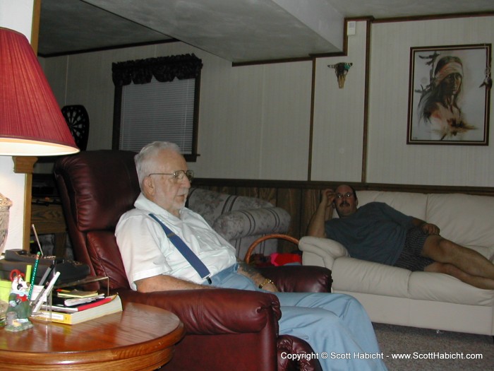 My grandfather waits to see what we're going to sing.