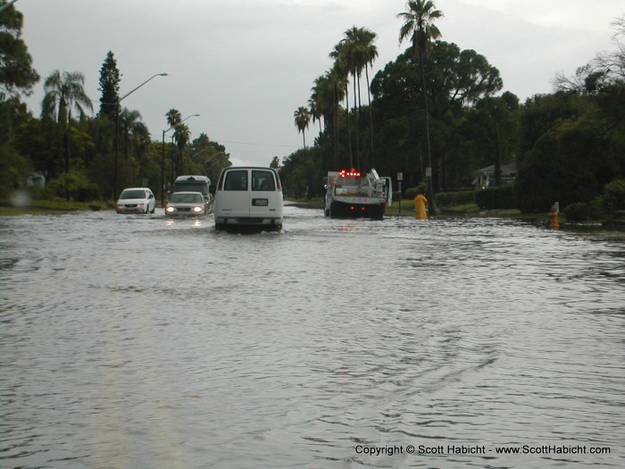 By the time the rain had stopped, many of the streets were flooded. Yes, against Kelli's wishes, I drove through this in a Honda Accord.