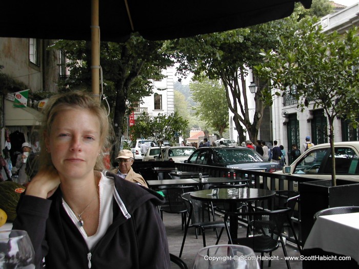 Kelli enjoying lunch in Sintra, Portugal.