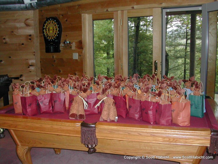 The favors were a moose in a bag. (appropriate because they were wed in a lodge).