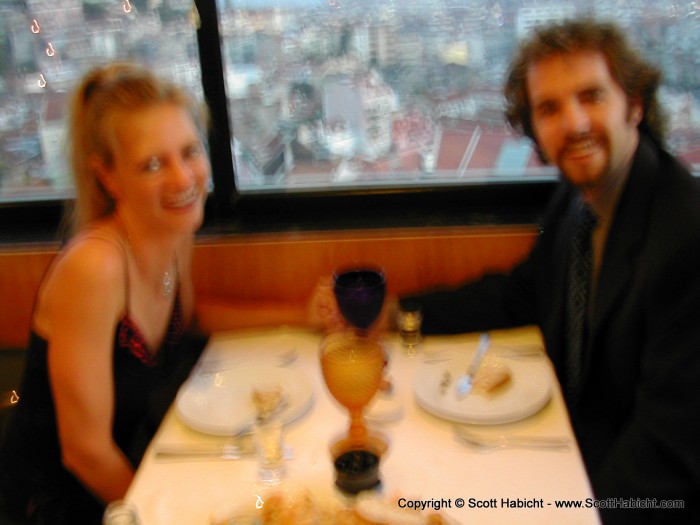 The waiter apperantly doesn't know how to hold a camera still when taking a picture.