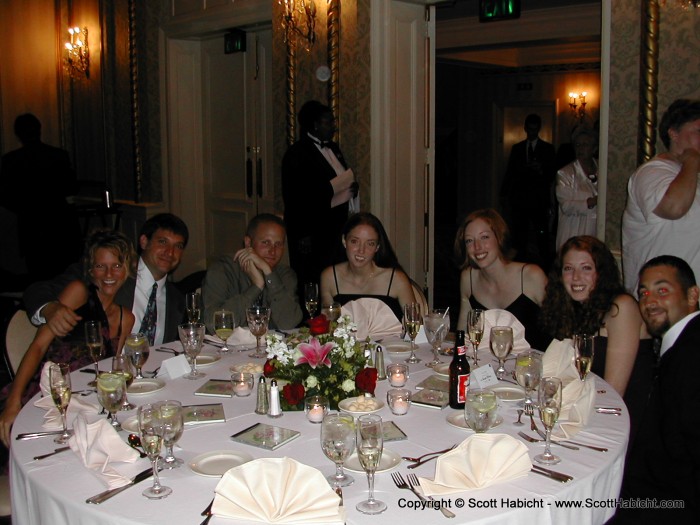 This is the group of people I had dinner with at the reception. Playboy is in conversation with the three redheaded sisters.