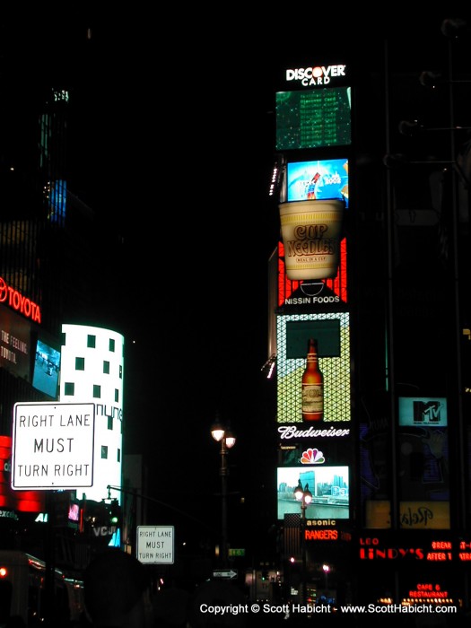 All the wasted electricity in Times Square.