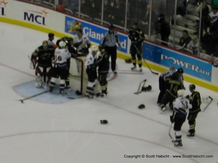 A brawl, at the Cap's game.