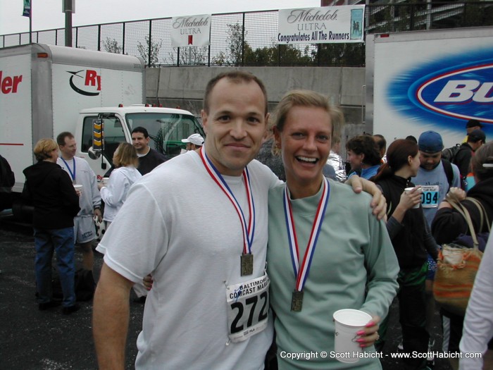 We ran into Dennis at the post party race, so we did congrads all the way around with him.