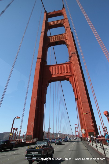 And across the Golden Gate Bridge.