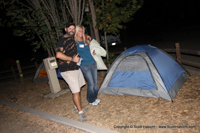 And he took us to our tent for the weekend.