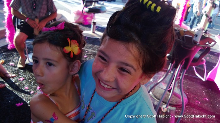 Sophia and Ashley with their beehive hair.