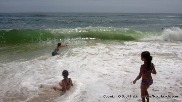 Kristi, a second before getting clobbered by the wave in the picture.