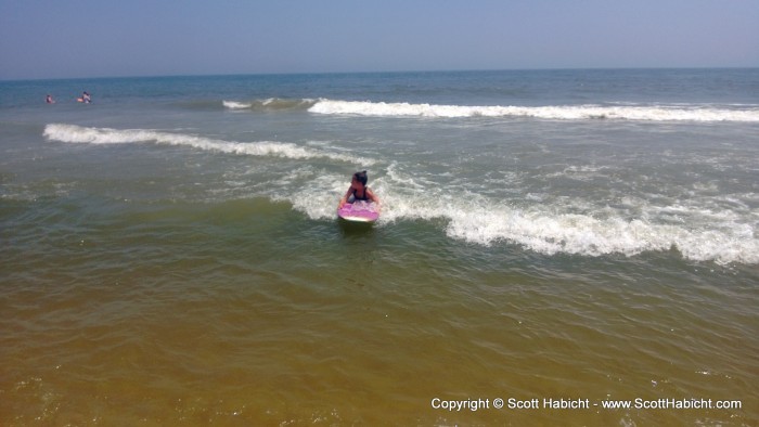 And Ashley got some boogie boarding in.