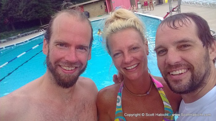 A day at the pool with Kelli and her bowling partner, Hippy.