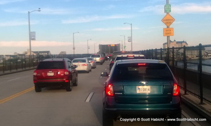 Heading into Ocean City for the weekend and the drawbridge went up, delaying our entrance.