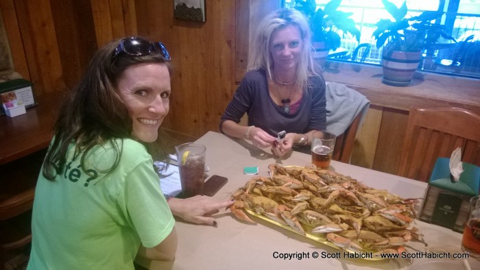 A post-wine fest tradition, Maryland steamed crabs.