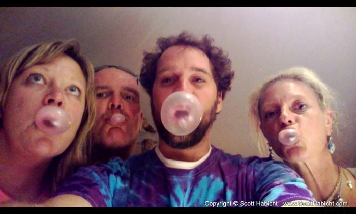 We were having a bubble gum blowing competition.