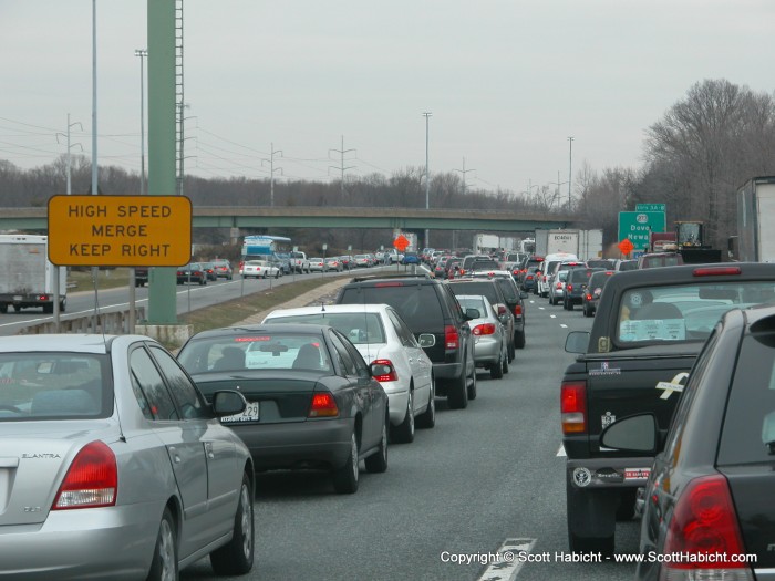 On our way to Philly, we got stuck in traffic.