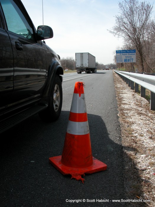 Out for a drive, and I had to pull over and remove this cone from under my car.