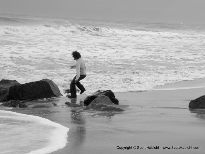 I decided I was going to go out and stand on the rocks.....