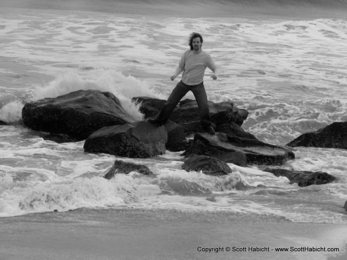 When I wasn't looking, a big wave came behind me....