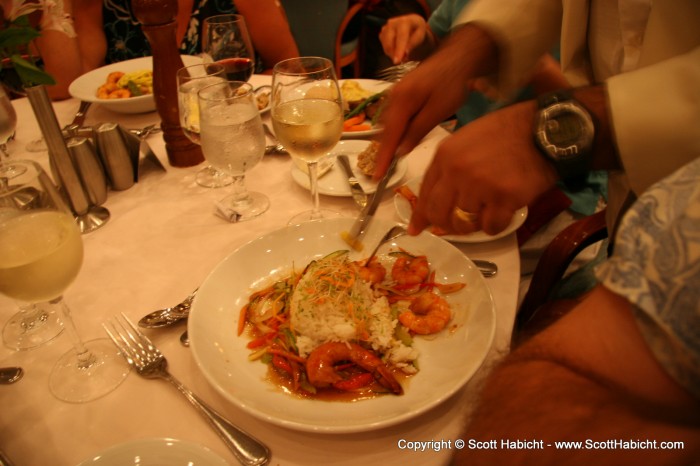 The head waiter came by and prepared my shrimp for me....Sweet!!!!!