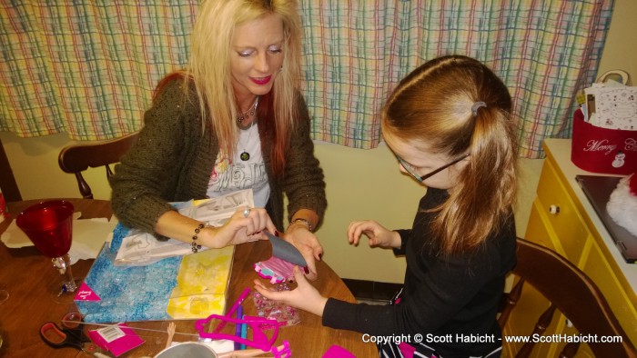 Aunt Kel and Jillian played with the barbies...