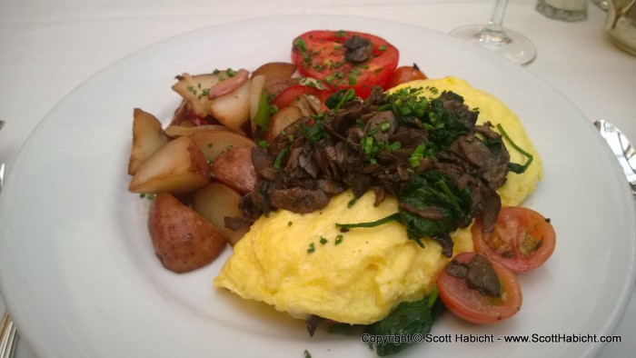 And I was served a delicious meal, the wild mushroom omelet.