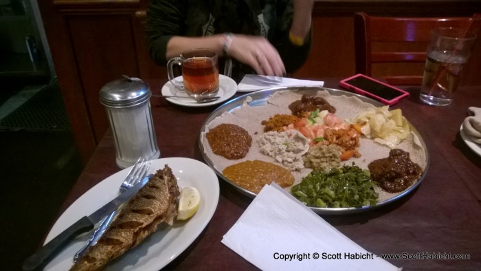 We ran across the street for some quick Ethiopian eats.