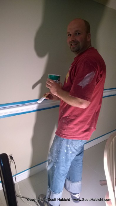 Later that night we swung by Robert's to see how his painting was coming along. Nice pants, Robert.