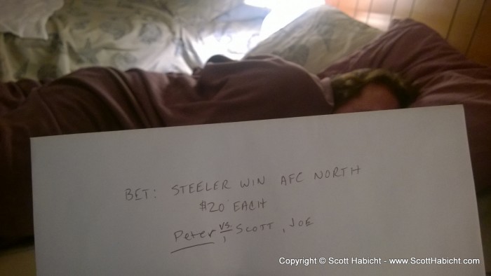 A bet from the previous year and Joe and I collected our winnings.