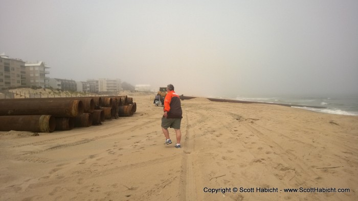 Down the beach was the equipment being used for the process.