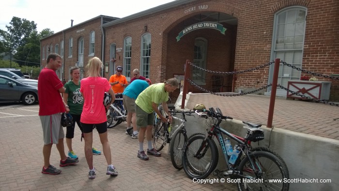 Our brewcycle started with an 8 mile ride From Columbia Ale House to Rams Head Tavern.