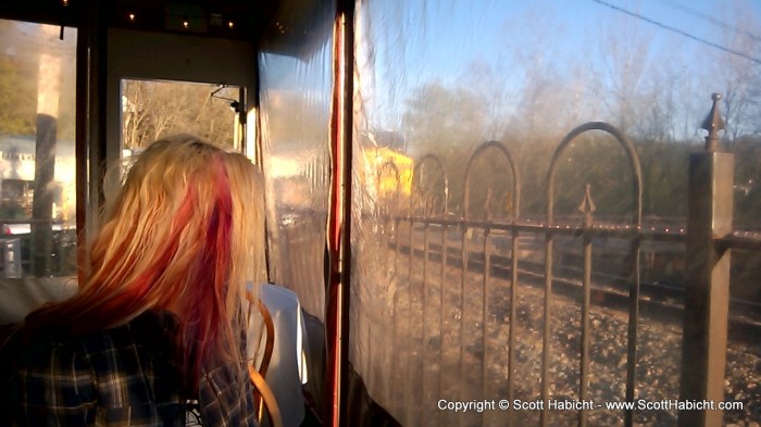 A train came by while we were eating.