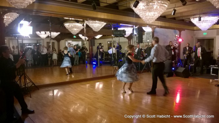 The band was playing, and Mary's parents were cutting a rug.