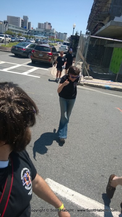 Kelli doing the Abbey Road Beatles thing when crossing the street.