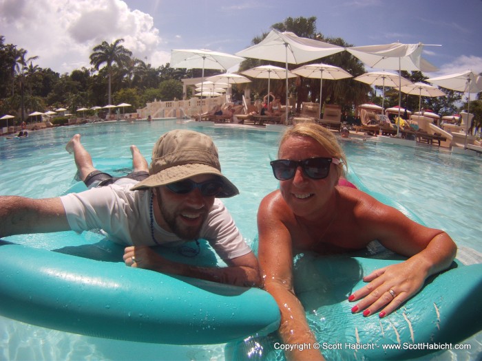 Our new friends were in the pool too, and Kerry and I had fun on our floats.