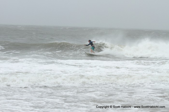 There were a few surfers making good of the high surf.