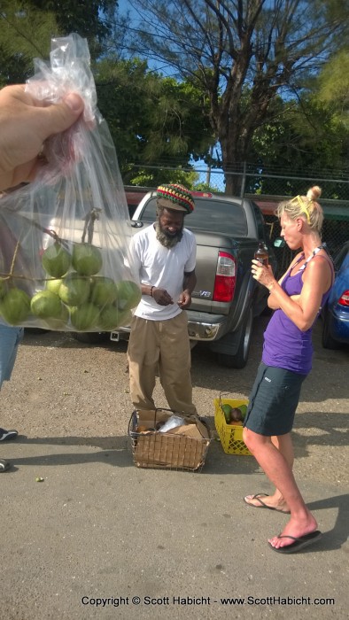 Back by the market we found this guy selling local fruit, so I bought some guinep and was shown how to eat it properly. (I liked it)