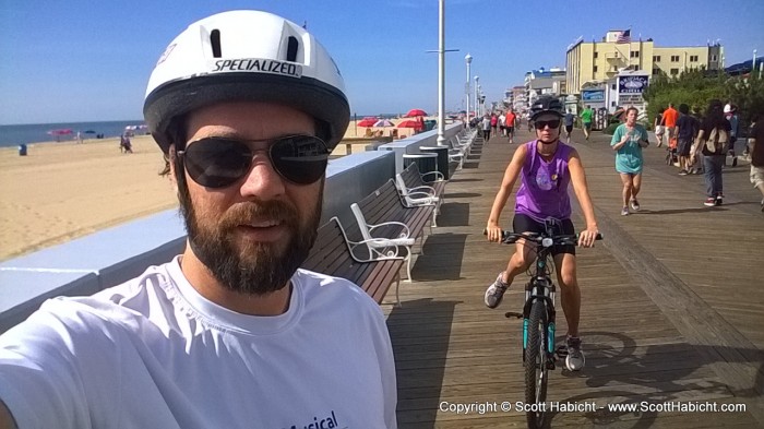 The next morning we headed to the boardwalk on our bikes...