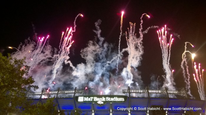 With the fireworks going off, the game was about to start.