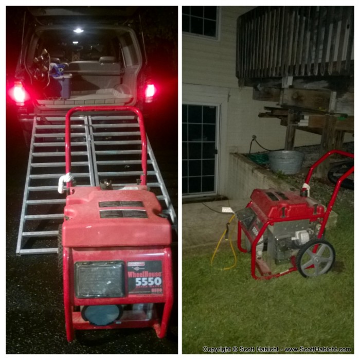 The power went out at our house one evening, so I had to borrow my parent's generator.