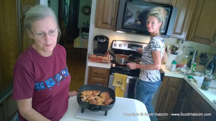 Back at the ranch, the women made dinner (not the fish, we threw them back).