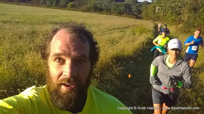 The course was a mix of trail running (through several farms) and paved surface running.