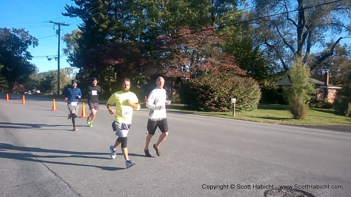 I ran right by Brian Shadrick's house, so he joined me. My parents grabbed a picture of us when we ran by their street.