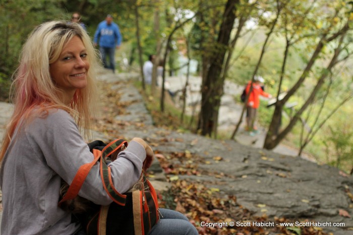 Kelli was getting tired of walking, too (we ran 10 miles earlier in the morning), but was still in good spirits.