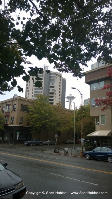 Walking to the car after the meeting I was able to catch a glimpse at the Space Needle.